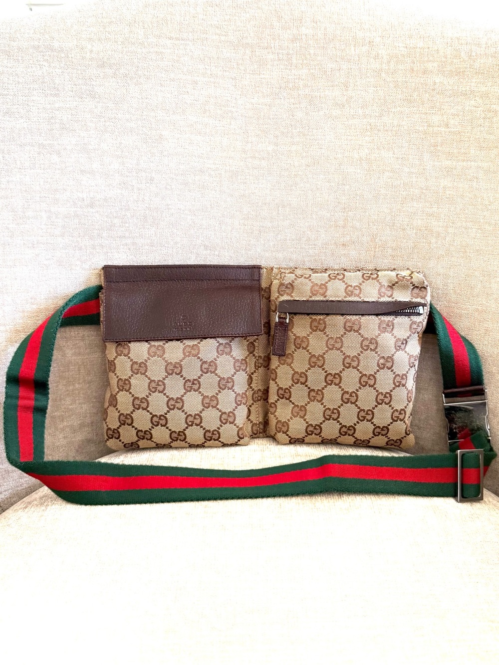 Gucci authentic brown monogram canvas waist bag Fanny pack bum bag